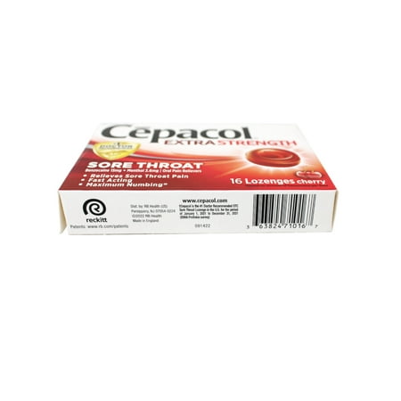 Cepacol Sore Throat Oral Pain Reliever Lozenges Cherry, 16 ea (Pack of 2)