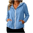 thumbnail image 2 of Husipze Womens Outdoor Jacket Packable Lightweight Long Sleeve Workout Jacket with Pockets Drawstring Breathable Sports Coat for Hiking Light Blue XL, 2 of 8