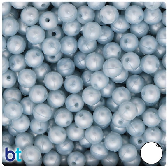 BeadTin Azure Blue Pearl 8mm Round Plastic Beads (300pcs)