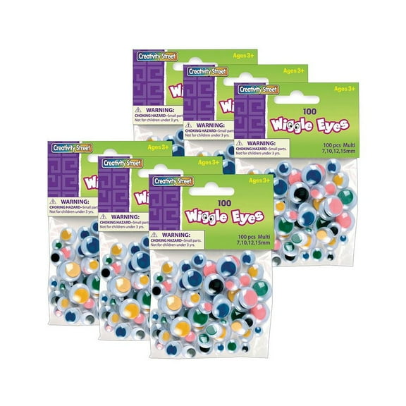 Creativity Street Wiggle Eyes Multi-Color Assorted Sizes 100/Pack 6 Packs (CK-344601-6)