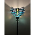 thumbnail image 2 of Tiffany Torch Floor Lamp Dragonfly Green Blue Stained Glass LED Bulb Included for Living Room Dining Room Bedroom Office Hotel 12"W*12"D*66"H, 2 of 4