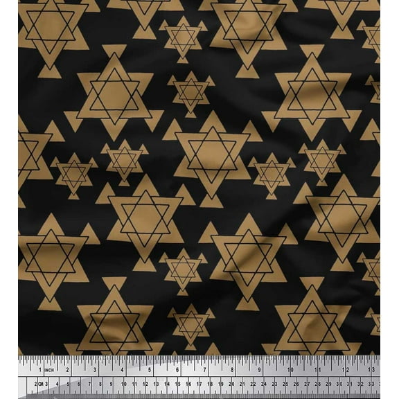 Soimoi Cotton Duck Fabric Star Tetrahedron Geometric Print Fabric by The Yard 42 Inch Wide