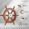 thumbnail image 3 of Inanosa 36" Premium Wooden Ship Boat Wheel | Nautical Captain Pirate Ship's Wheel | Home Décor Wall Sculptures, 3 of 5