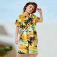thumbnail image 2 of Bjutir Boys Girls Toddler Cute Outfit Set Short Sleeve Summer Casual Tops Hawaii Beach Holiday Floral Shirts T Shirt Shorts Outfits Yellow 4-5 Years, 2 of 5