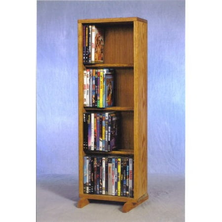 Solid Wood Veneer Cd Dvd - The Wood Shed Solid Oak 4 Row Dowel CD / DVD Combination Media Rack - 12 in. Wide