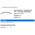 thumbnail image 2 of Front Brake Hose - Compatible with 1949 - 1954 Dodge Meadowbrook 1950 1951 1952 1953, 2 of 2