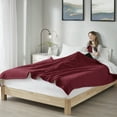 thumbnail image 2 of Serta Fleece to Sherpa Heated Blanket, Twin, Burgundy, 2 of 11