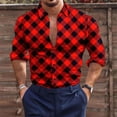 thumbnail image 1 of Camisa de hombre a cuadros con botones de manga larga informal para exteriores con diseño de muñeco de nieve nuevo diseño para hombre talla grande, 1 of 6