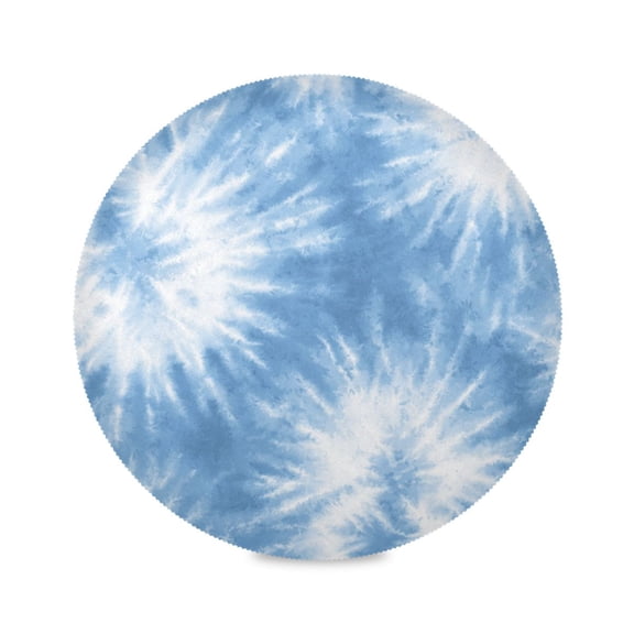 Round Placemats Set of 1 Heat Resistant Washable Kitchen Table Decorations 15.4in Warm Blue Tie-dye Pattern