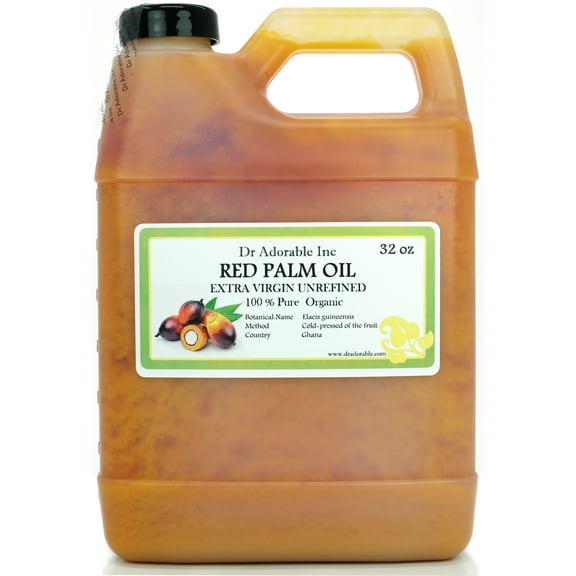 Dr.Adorable - Raw Extra Virgin Red Palm Oil - Unrefined 100% Pure Cold Pressed Organic Natural 32 oz
