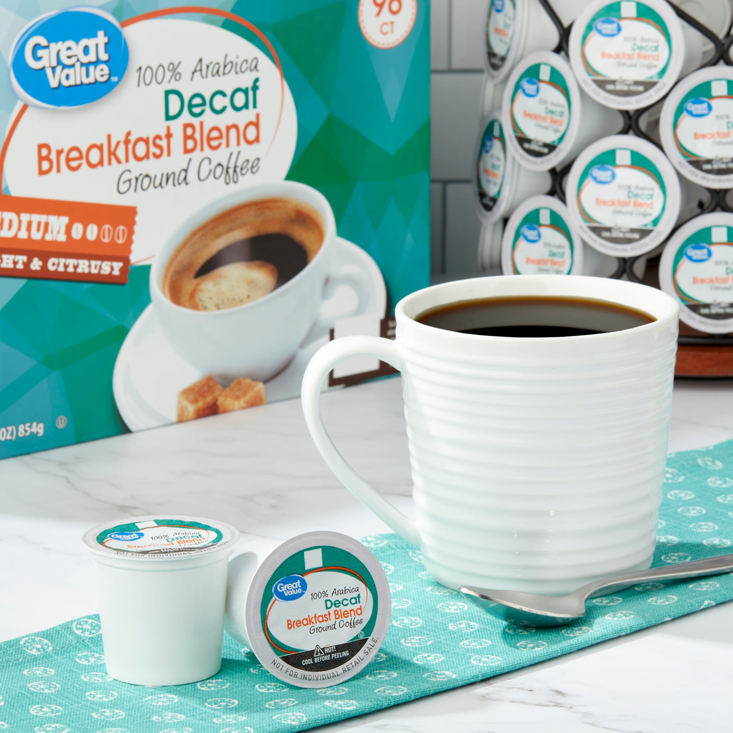 Great Value 100 Arabica Decaf Breakfast Blend Coffee Pods Medium Roast 96 Count Walmart