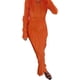 thumbnail image 3 of VISgogo Vestido Largo Plisado para Mujer, Adultos Slim-fit Color Sólido Cuello Redondo Manga Larga Una Pieza VISgogo moda, 3 of 6