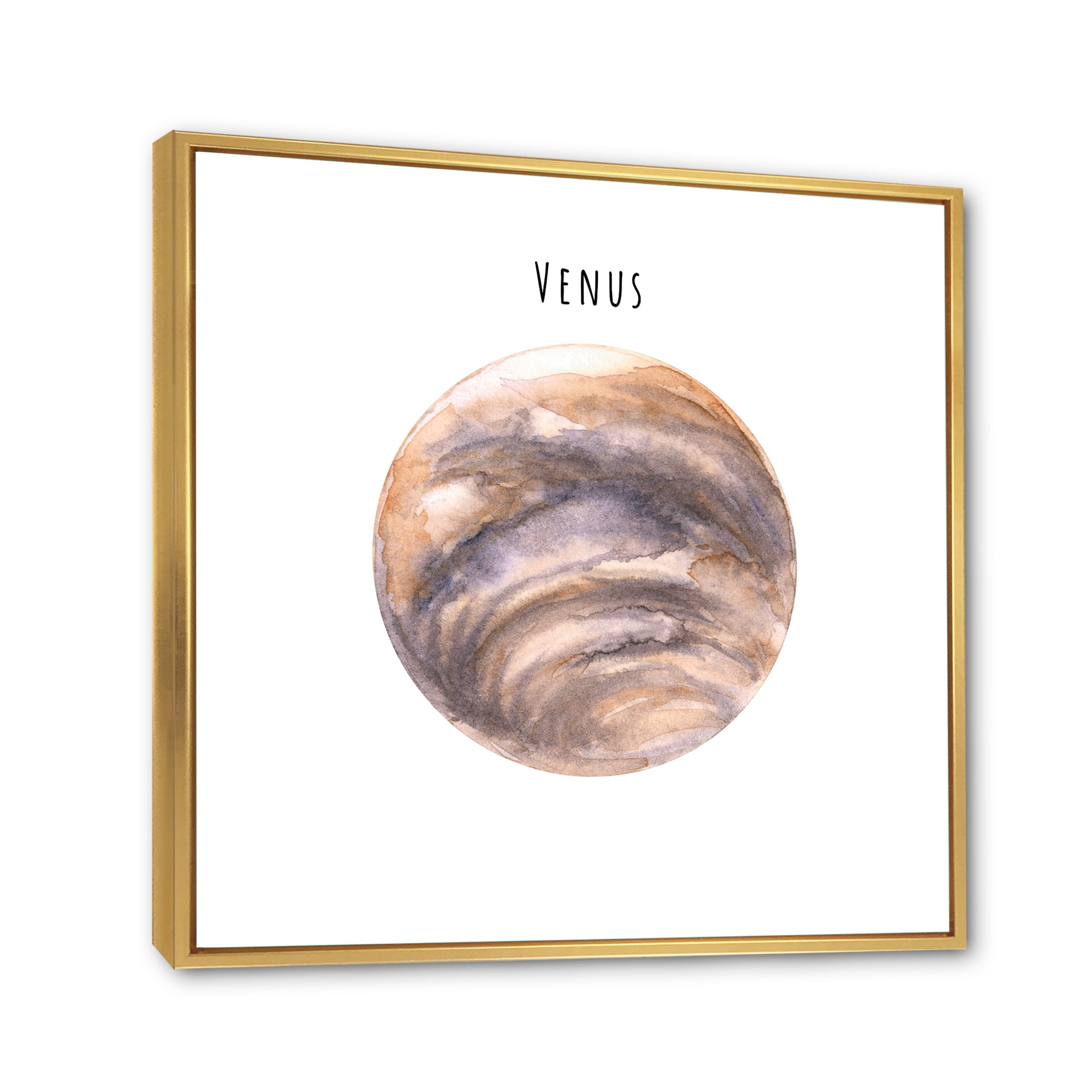 Designart 'Abstract Planet Venus' Bohemian & Eclectic Framed Canvas Wall Art Print