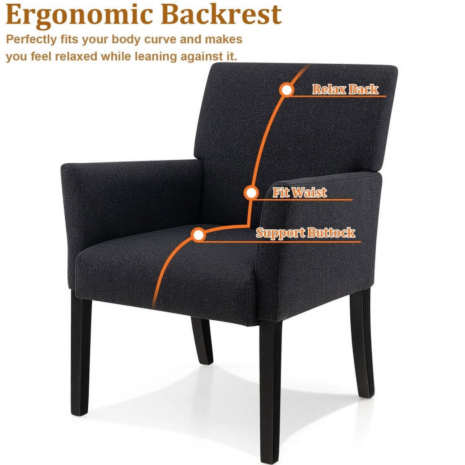 Finihen Upholstered Accent Armchair, Fabric Upholstered Executive Guest Armchair with Rubber Wood Legs, for Living Room, Bedroom, Reception Room, Black