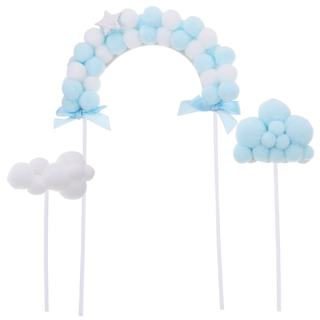 21Pcs Cake Decorations Fluffy Balls Cupcake Toppers Dessert Picks Pompom Cake Decorations