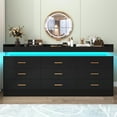 thumbnail image 4 of ChVans Black Dresser with LED Light and Charging Station, Modern Wood Dresser with Wide Drawers and Metal Handles, 9 drawer dresser for Bedroom, Living Room, Entryway, Hallway, 4 of 10