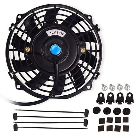 Fan Mount Kit - Universal Slim Fan Push Pull Electric Radiator Cooling Fans 12V 80W Engine Fan with Mount Kit (Diameter 8.27