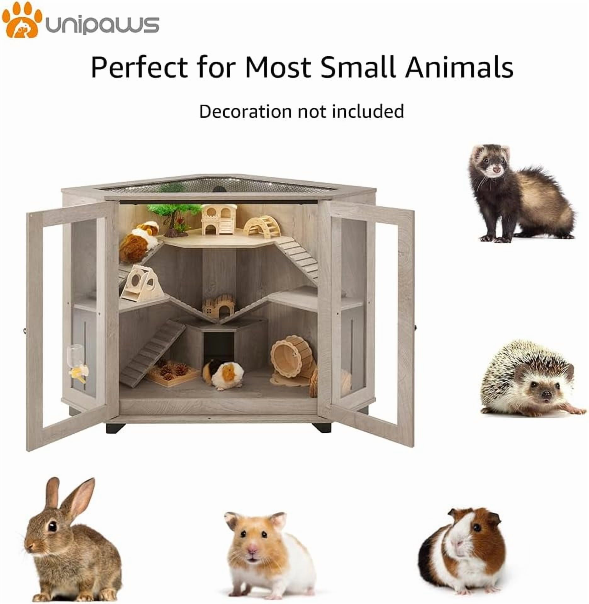unipaws Chinchillas Cage with Ramp, Rat Cage with House, Hedgehog Cage, Critter Nation Cage for Hamster, Mice, Corner Small Animal Cage