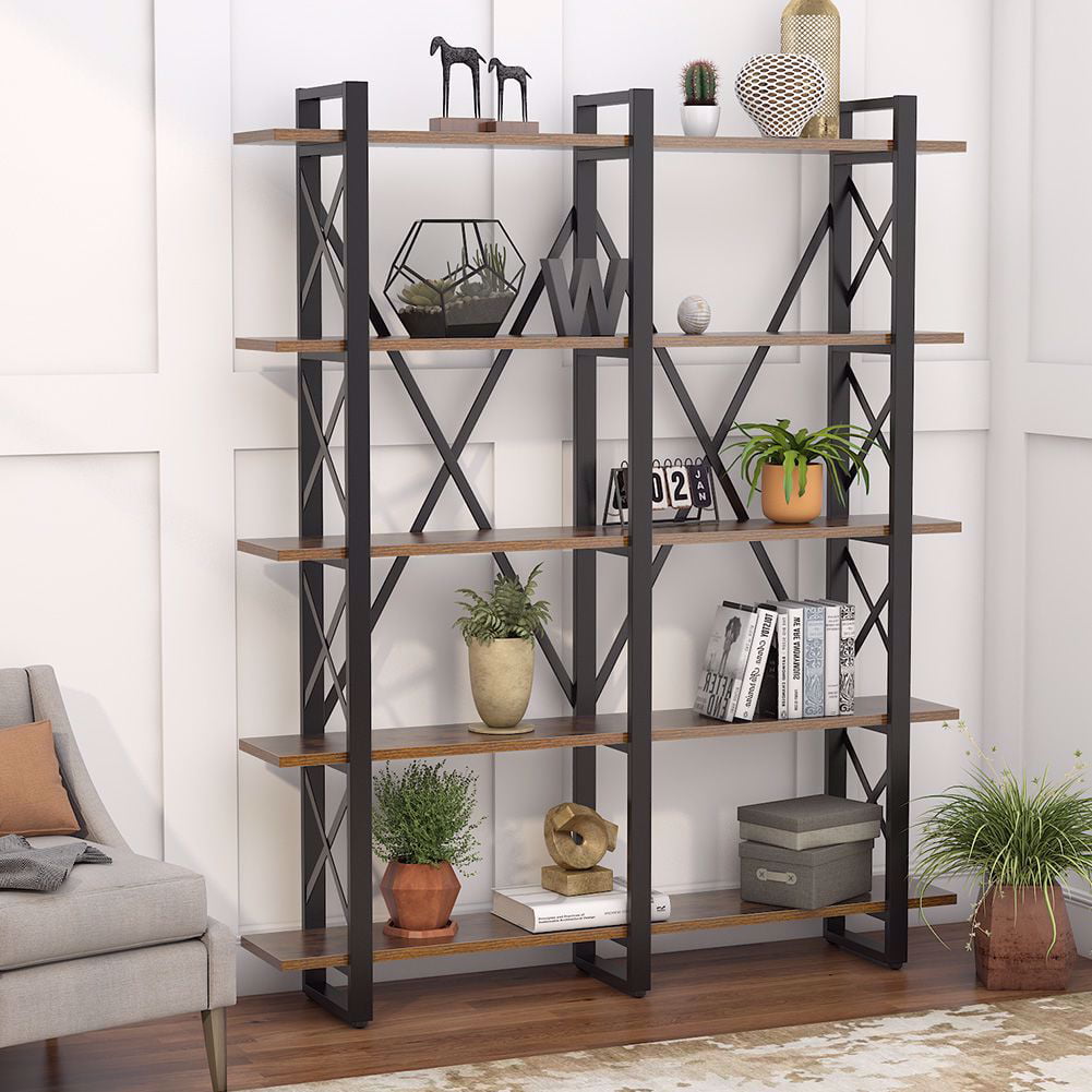 Tribesigns 71" Wide Foldable 4-Tier Open Bookshelf Furniture Home Bookcase Decor 