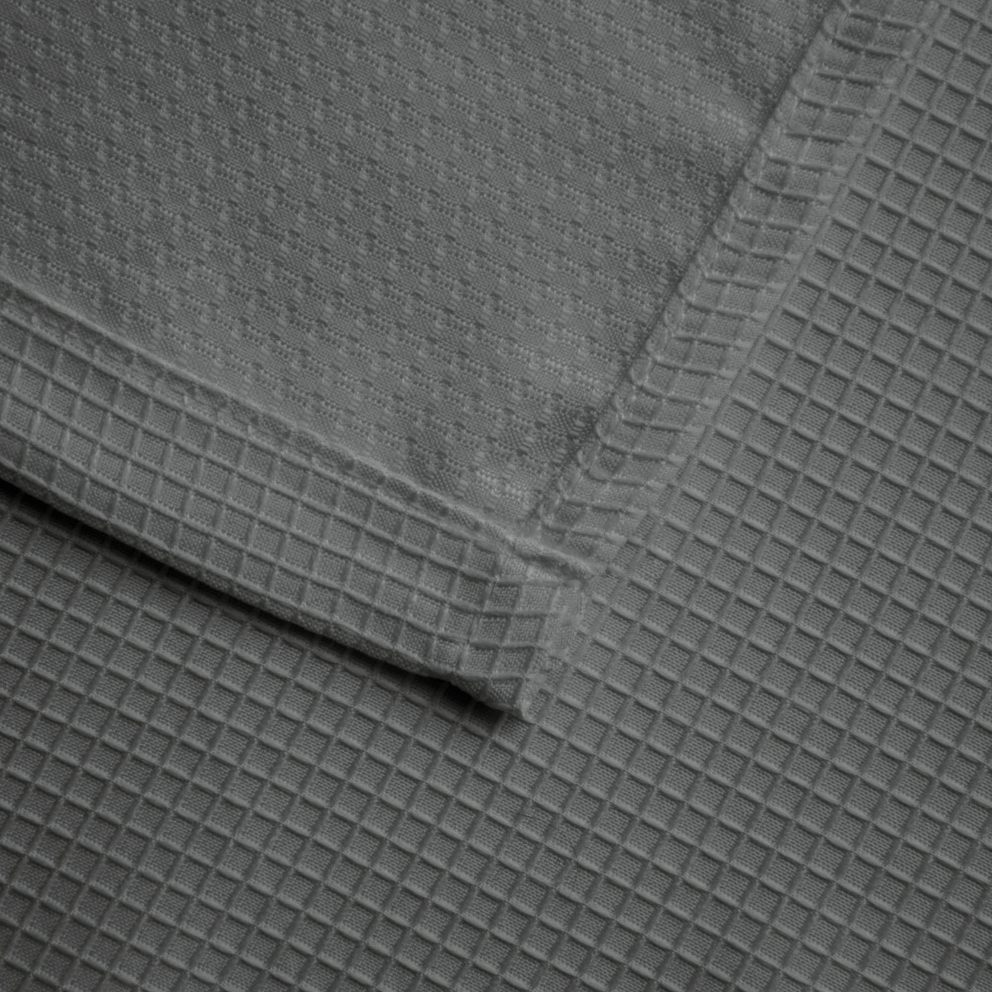 Mainstays Waffle-Weave Fabric Shower Curtain, Cotton Blend with 20% Recycled Polyester, 72 in x 72 in, Gray