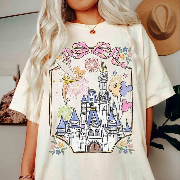 Comfort Colors Retro Walt Disney World Christmas Shirt, Magic Kingdom Magical Castle Christmas Tee, Girly Disney Family Xmas Balloons Gifts