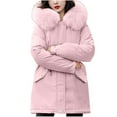thumbnail image 2 of YOIAVAIOY Women Zip Up Down Jacket Waterproof Snow Parka Coat with Faux Fur Trim Hood Warm Winter Coats Puffer Overcoat with Pockets Pink XXXL, 2 of 5