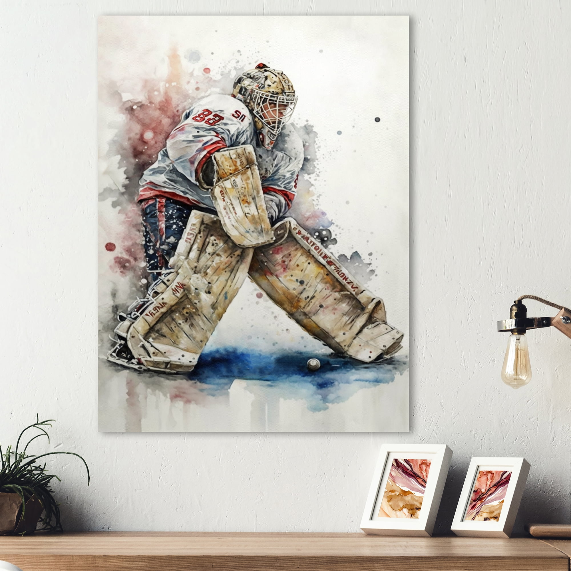 Designart Hockey Goalie On Ice During Play I Canvas Wall Art