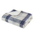 thumbnail image 4 of Woolrich Bloomington Mid-Century Faux Mohair to Sherpa Fabric Throw in Blue, 4 of 5