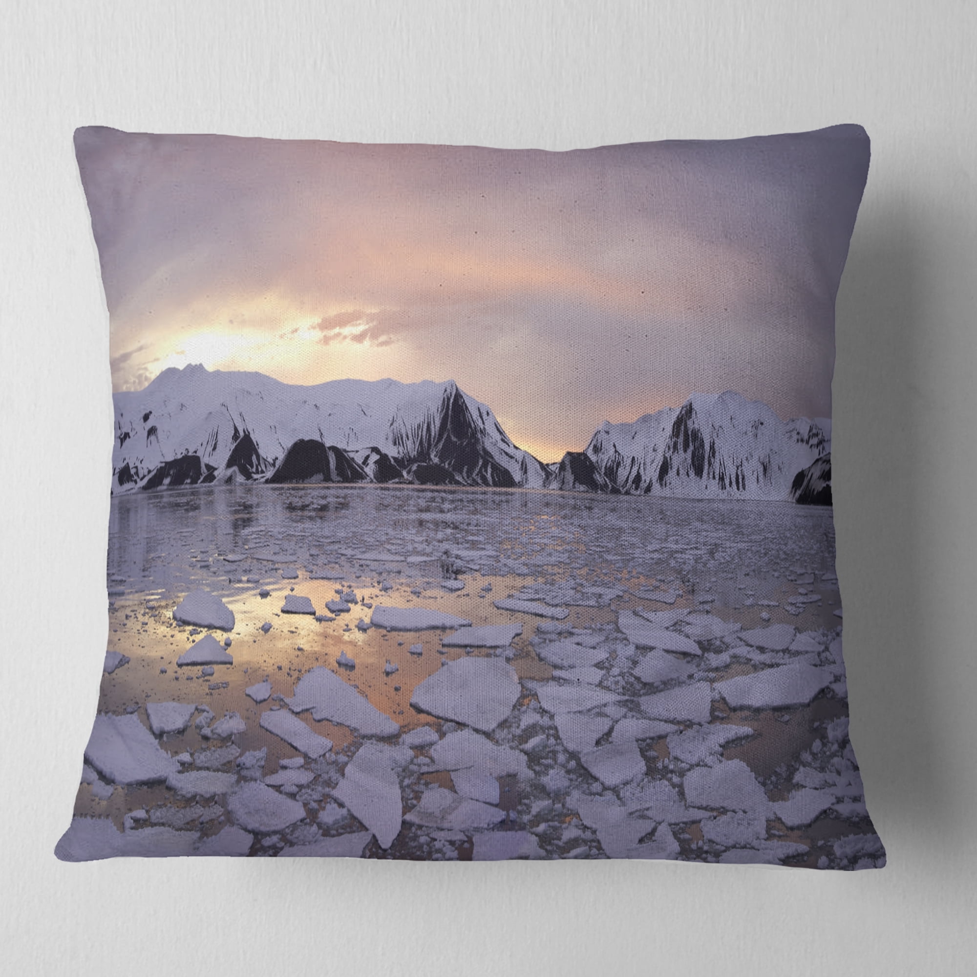 Designart Antarctic Summer Sunset - Seascape Throw Pillow - 16x16