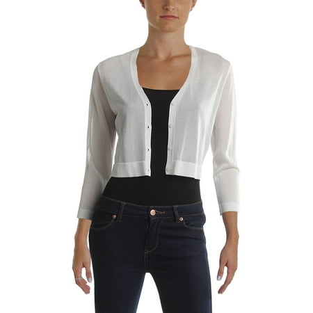 Jersey Shrug - Lauren Ralph Lauren Womens Petites Matte Jersey Button Down Shrug Sweater