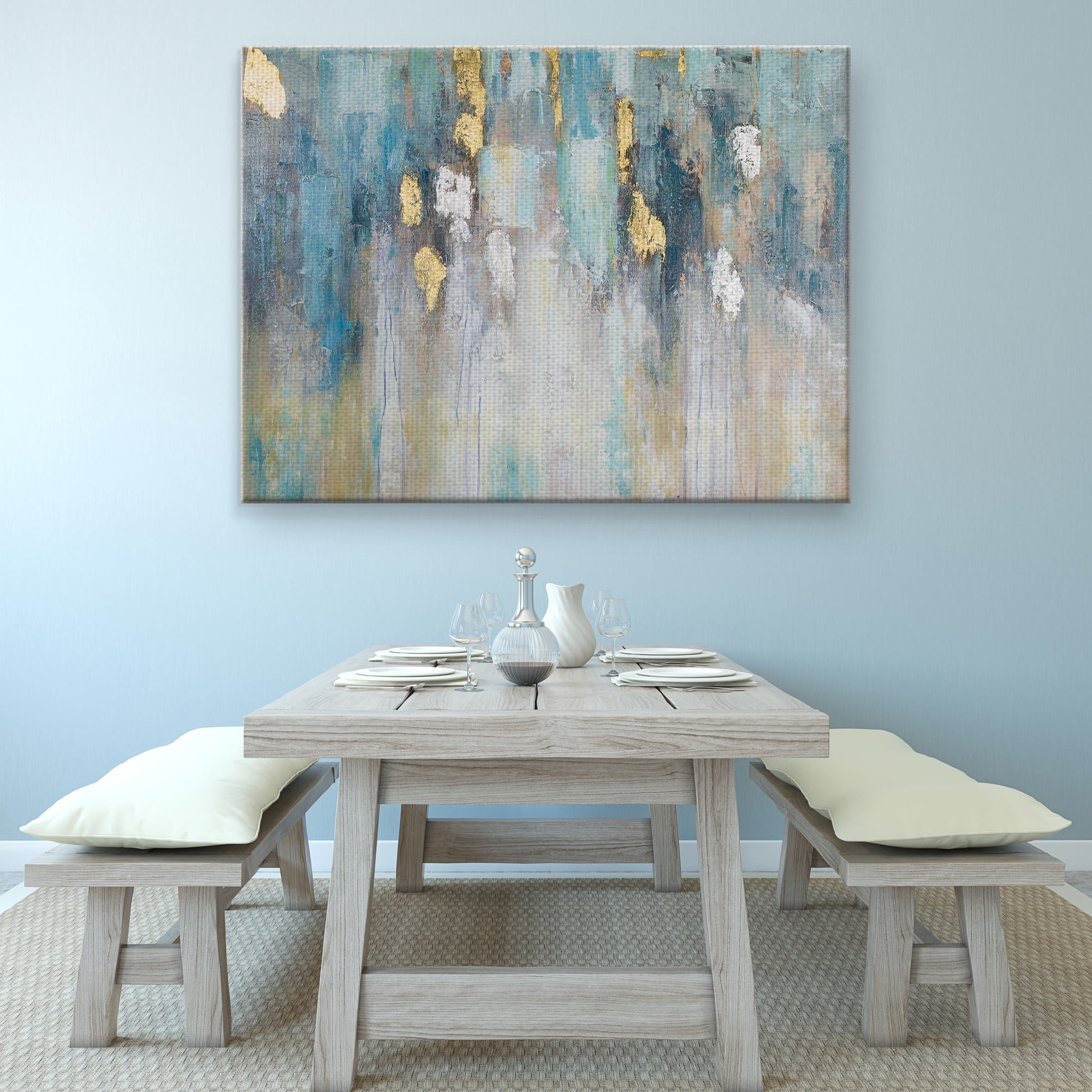 Masterpiece Art Gallery Blue & Gold Rain by Willowbrook Canvas Art Print 30" x 40"