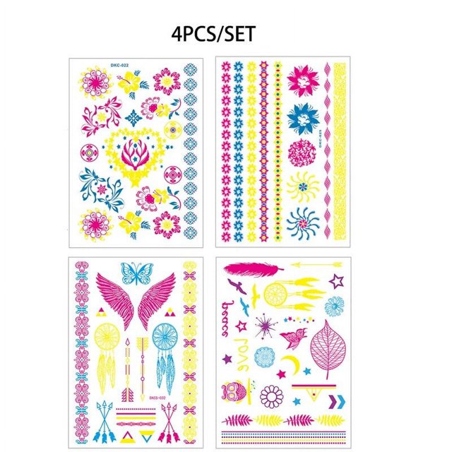 Pegatina luminosa para fiesta de baile, tatuajes temporales impermeables, notas musicales, auriculares, pegatinas de piel artísticas