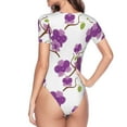 thumbnail image 4 of Balery Orchids Flowers Women's Short Sleevee Crew Neck Bodysuit Tops Short Sleeve Tops Basic-Small, 4 of 9