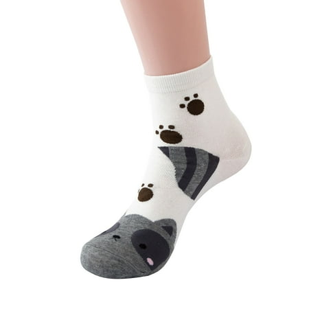 

Heiheiup Winter Solid Color Brushed Thick Plush Warm Socks Cartoon Animal Print Socks Women Thin Socks