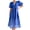 Blue, variant on Womens Square Pattern Puff Sleeve Midi Dress - Retro Court Style A Line Print Dresses for Women, Elegant Romantic Clothing, Chic Resort Wear for Romantic Dating & Vacation