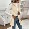 thumbnail image 3 of cocolona Womens Fleece Vest Casual Solid Color Oversized Sleeveless Jacket Winter Fuzzy Warm Hooded Coats, 3 of 8