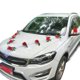 thumbnail image 1 of Boda coche flor placa cinta arco conjunto coche cabeza decoración suministros boda decoración seda hilo flor (blanco), 1 of 4