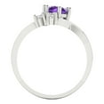 thumbnail image 4 of Three-Stone Engagement Ring for Women - 0.87ct Natural Amethyst in 18K White Gold Promise Ring, 4 of 6