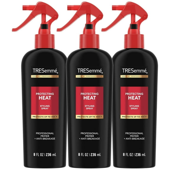 TRESemmé Protecting Heat Spray with Keratin, 3-Pack – Professional-Quality Thermal Protection for Hair up to 450°F, Anti-Frizz Hair Products, 8 Oz Ea