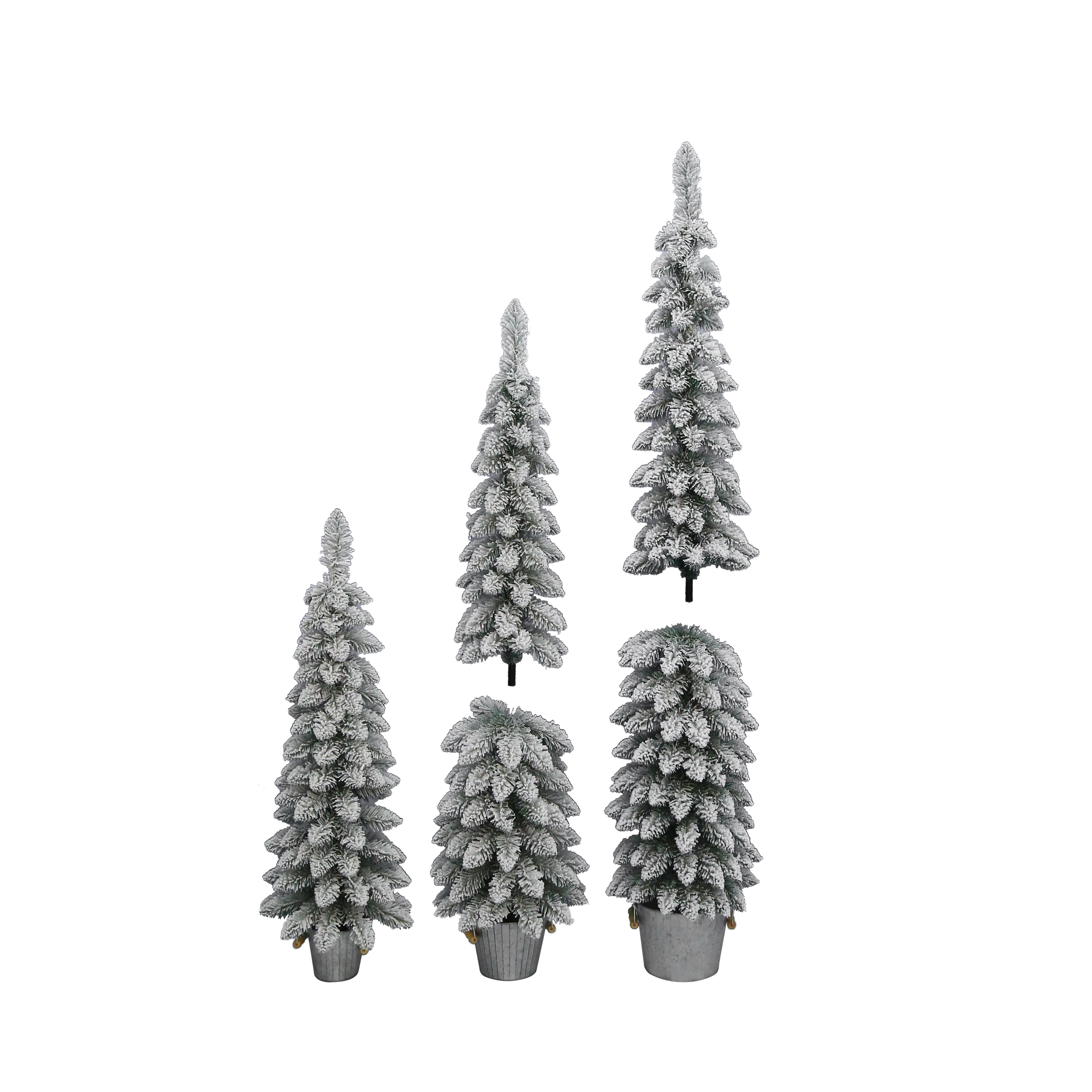 Holiday Time - Brandclub - Set of 3 Flocked Pine Trees in