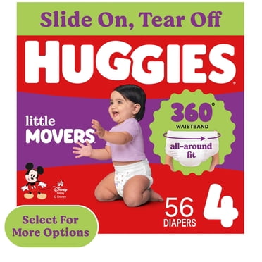 Huggies Little Movers 360° Pull On Diapers with 360° Waistband, Size 4 (22-37 lbs), 56 Count (Select for More)
