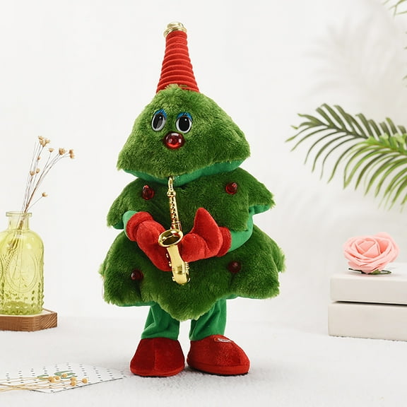 HKEJIAOI 12.6In Animated Christmas Tree Plush Toy Singing Dancing Stuffed Animal with Music for Kids Holiday Party Decoration Gift