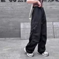 thumbnail image 2 of Pantalones deportivos informales finos de verano para niñas, nueva gran oferta de la temporada, ropa de trabajo de ocio para niños, pantalones holgados para niñas de escuela secundaria, 2 of 5