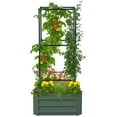 thumbnail image 1 of Outsunny Galvanized Raised Garden Bed with 3-Tier Trellis Tomato Cage Green, 1 of 10