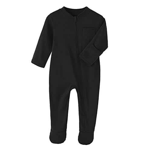 Sleepers Baby Girl Zipper Front One Piece Long Sleeve Romper Jumpsuit Pajamas Baby Boys Sleep and Play Pjs Black 6 9 Months