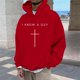 thumbnail image 1 of MHFRRA Sudadera con Capucha y Diseño de Jersey, Informal, Cómoda y Urbana para Creyentes Rojo, 1 of 3
