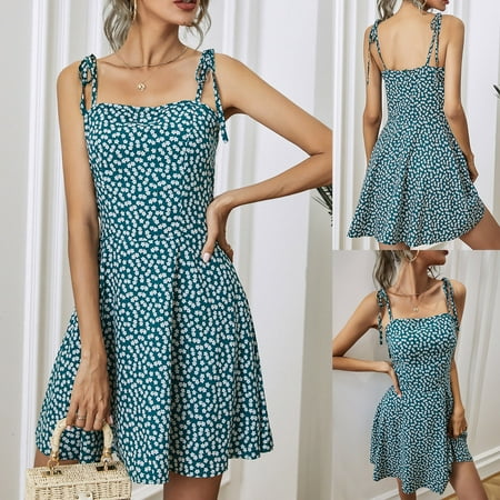 

NEGJ Women Casual Floral Camisole Slim and Fresh Temperament Dress