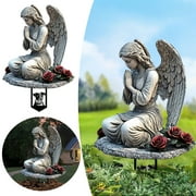 Praying Angels Figurine, Garden Angel Statues, Waterproof Kneeling Angel Sculpture, 2D Flat Acrylic Outdoor Decor Ornament for Patio Lawn Yard Balcony, Garden Gift