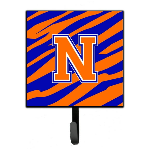 Letter N Initial Tiger Stripe - Blue Orange Leash or Key Holder
