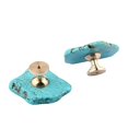 thumbnail image 3 of Wwxuanke Natural Turquoise Light Luxury Brass Knobs Minimalist Naturalism Drawer Cabinet Door Knobs Hole Handle Pulls 2 Pcs, 3 of 7